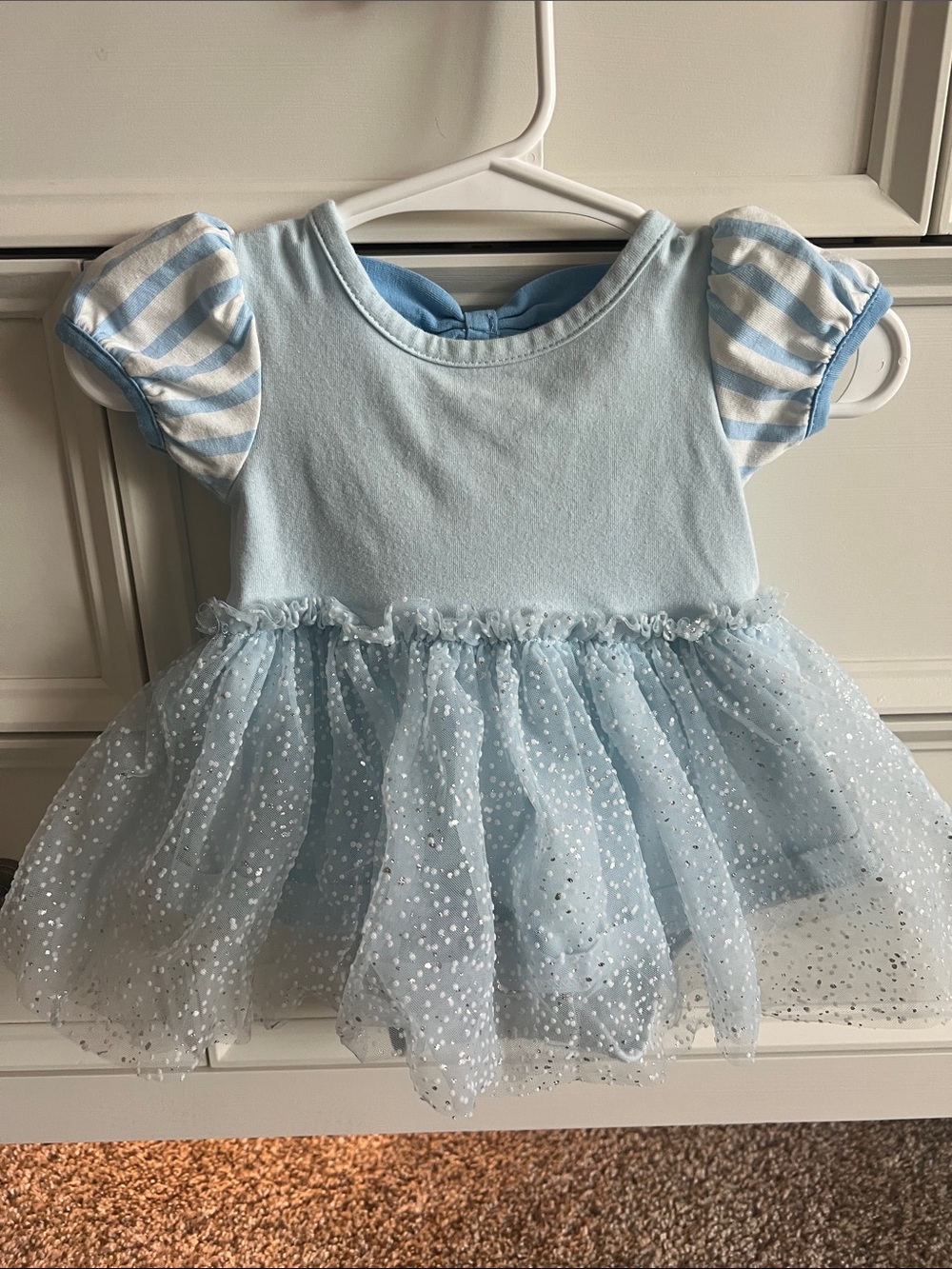 Ruffle Butts Light Blue Tulle Polka Dot One-Piece